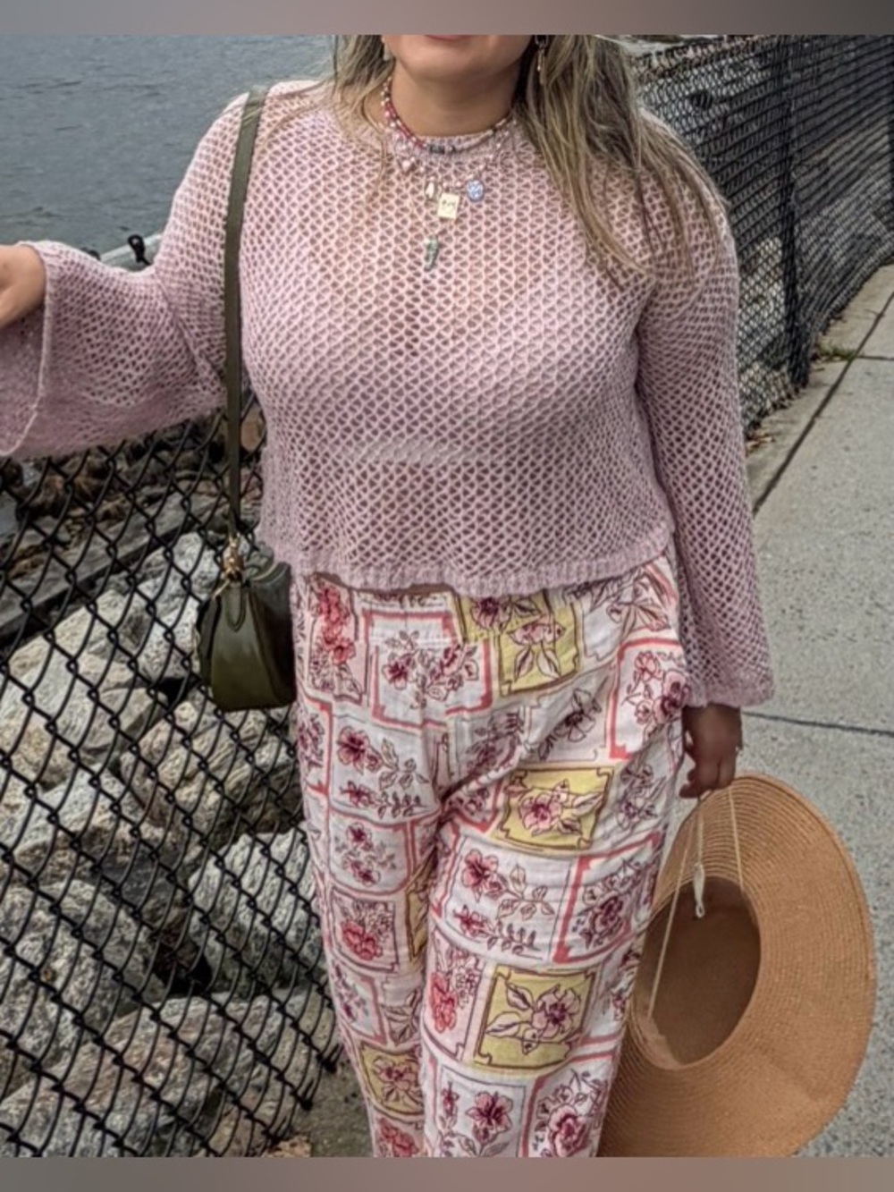 Pink Open-Knit Sweater